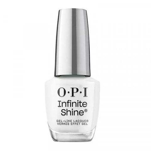 Jag Couture London Alpine Snow OPI Infinite Shine gel-effect nail polish, long-lasting white 15ml bottle.