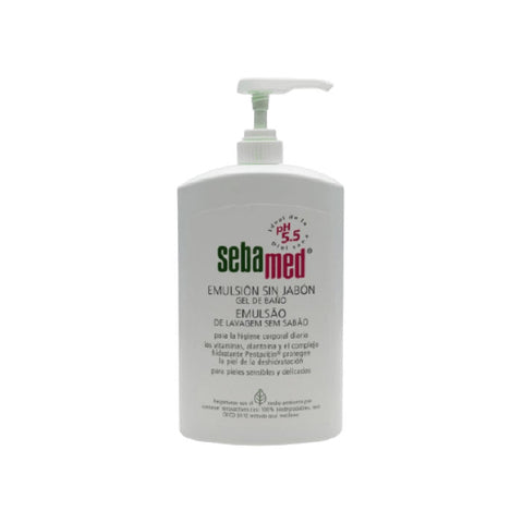 Jag Couture London New York Sebamed Soap Free Emulsion 750ml bottle, moisturizing skincare product with pump dispenser