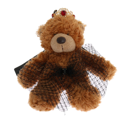 Gold crystal teddy bear crown tiara hair band by Dolce & Gabbana, featuring a playful teddy bear design with sparkling crystals.