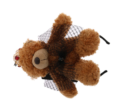 Gold crystal teddy bear crown tiara diadem hair band by Dolce & Gabbana, featuring sparkling crystals and a playful teddy bear design.