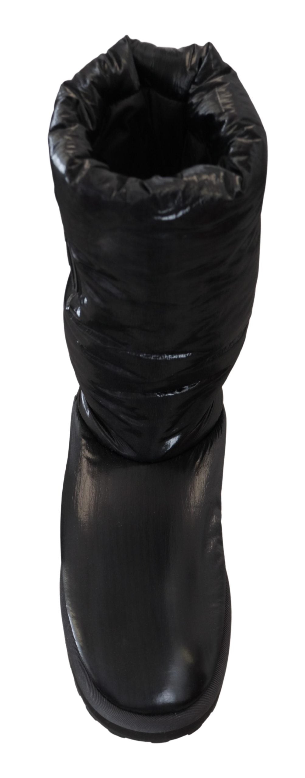 Black padded mid-calf winter boots by Dolce & Gabbana with sturdy soles and stylish design, suitable for cold weather.