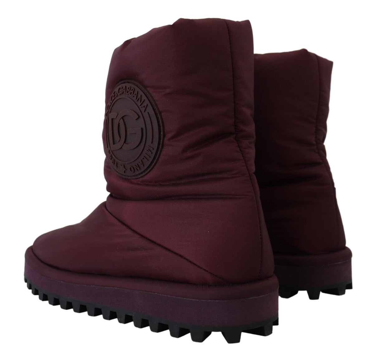 Dolce & Gabbana Bordeaux nylon padded mid boots with thick soles and stylish design, ideal for casual or outdoor wear.