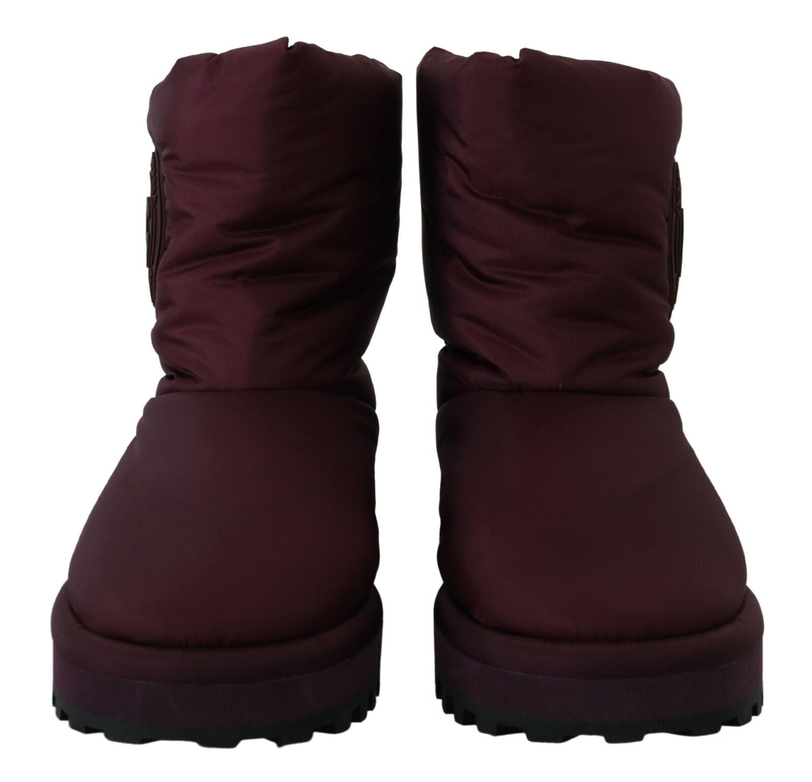 Dolce & Gabbana Bordeaux nylon padded mid-height boots with durable soles and stylish design, suitable for casual or outdoor wear.