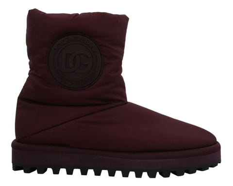 Dolce & Gabbana Bordeaux nylon padded mid boots showing sleek design and padded ankle support.