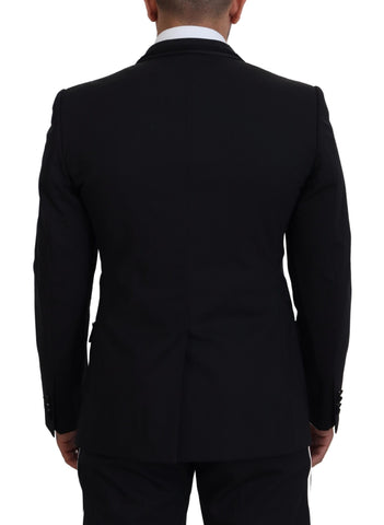 Black Dolce & Gabbana Martini slim fit blazer jacket with tailored lapels and sleek design, displayed on a plain background.