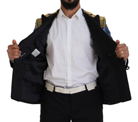 Gold Lurex double-breasted blazer by Dolce & Gabbana, featuring shimmering fabric, structured fit, and classic lapel design.