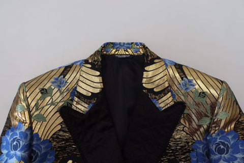 Gold Lurex double-breasted blazer by Dolce & Gabbana, featuring a stylish tailored fit and metallic shimmer fabric.