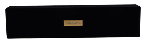 Black velvet jewelry box with Dolce & Gabbana logo plaque, designed for storing bracelets and delicate jewelry pieces.