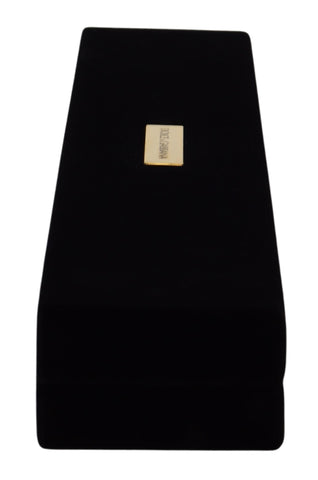 Black velvet jewelry box with Dolce & Gabbana logo plaque, designed for storing bracelets and jewelry in an elegant case.