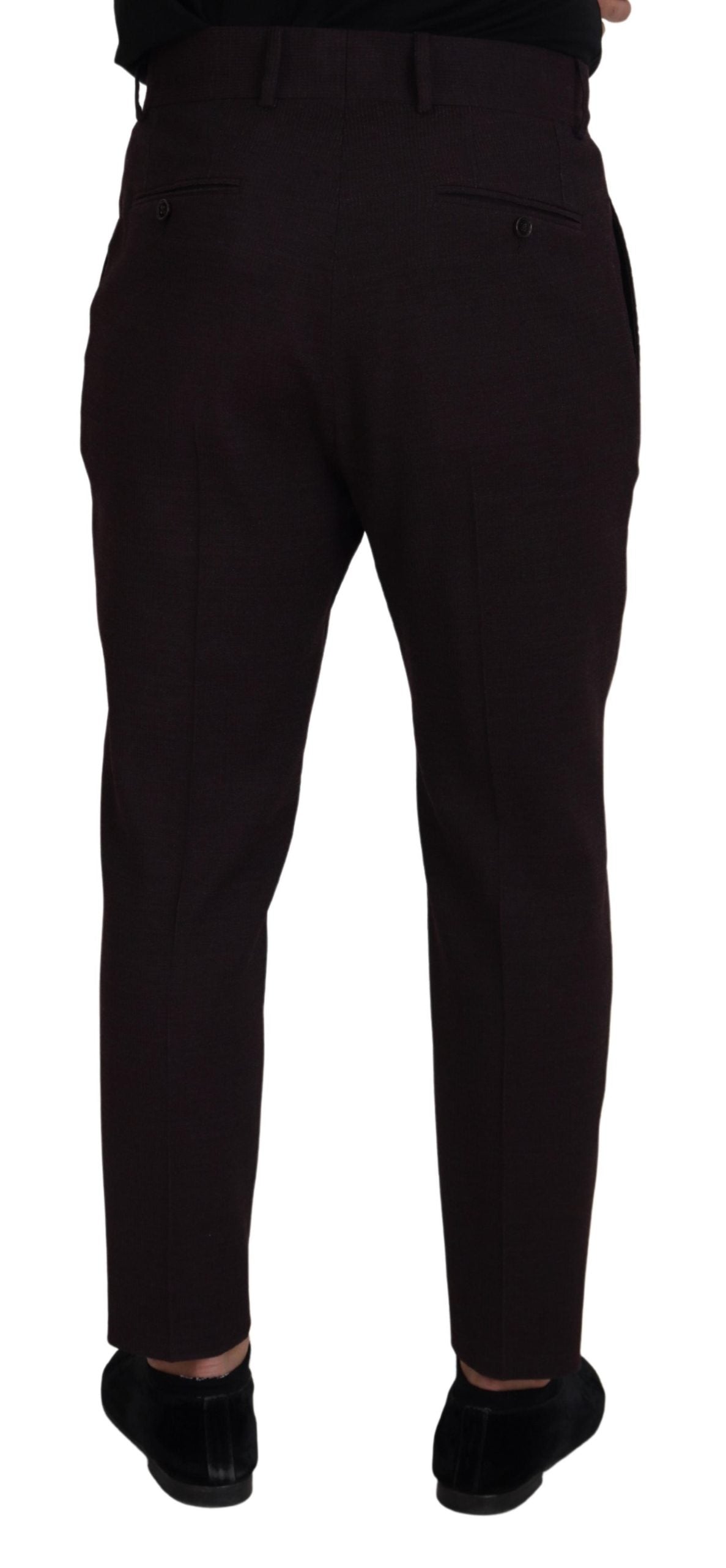 Brown cotton chino men's pants by Dolce & Gabbana, featuring a tailored fit with classic pockets and belt loops.