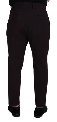 Brown cotton chino men's pants by Dolce & Gabbana, featuring a tailored fit with classic pockets and belt loops.