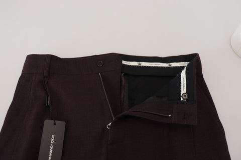Brown cotton chino men's pants by Dolce & Gabbana, featuring a tailored fit and classic design on a neutral background.