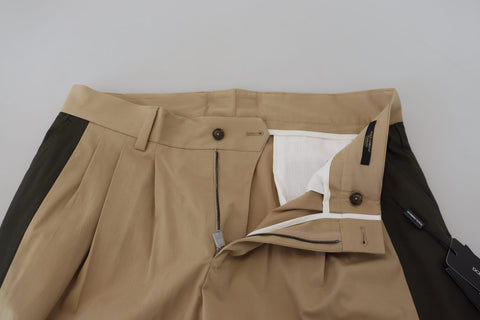 Men's brown and black cotton chino pants by Dolce & Gabbana, featuring a tailored fit and classic style.