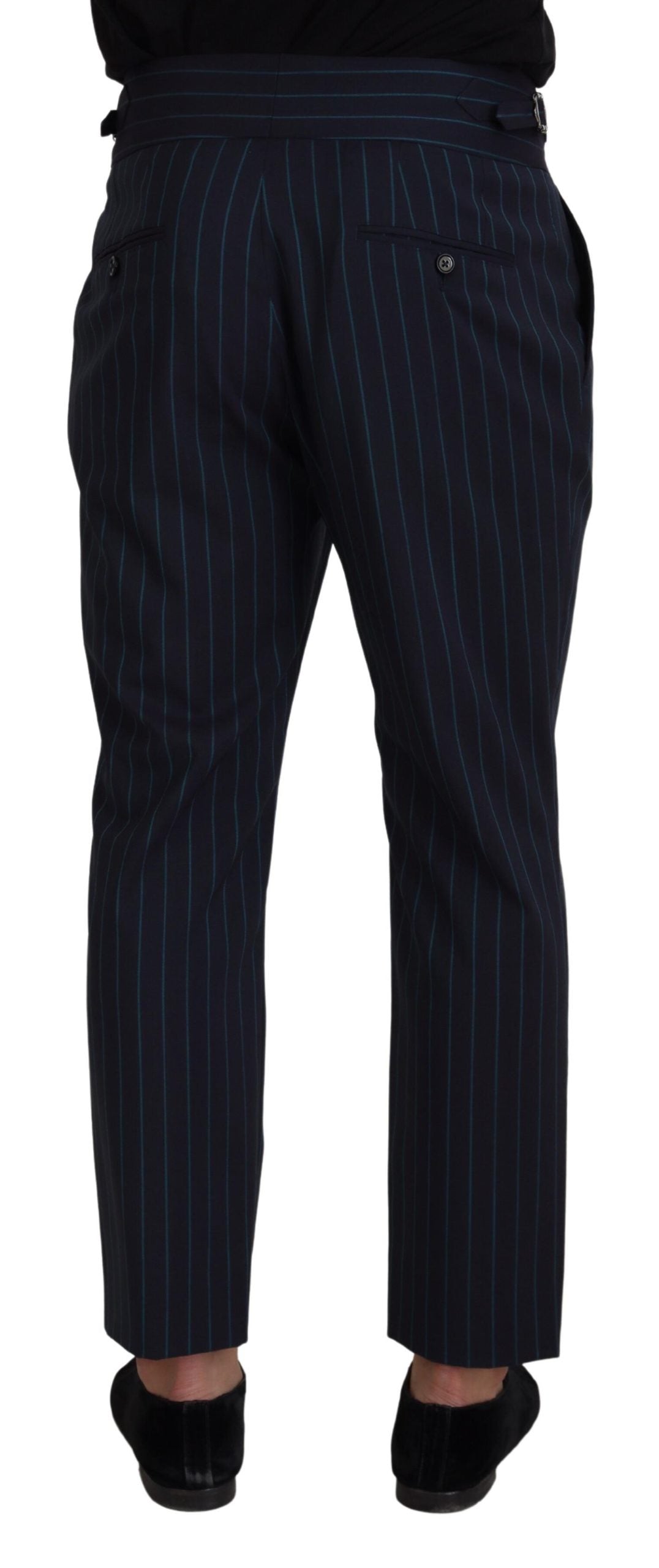Blue striped men's formal pants by Dolce & Gabbana, tailored fit with classic design and stylish pattern.