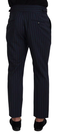 Blue striped men's formal pants by Dolce & Gabbana, tailored fit with classic design and stylish pattern.