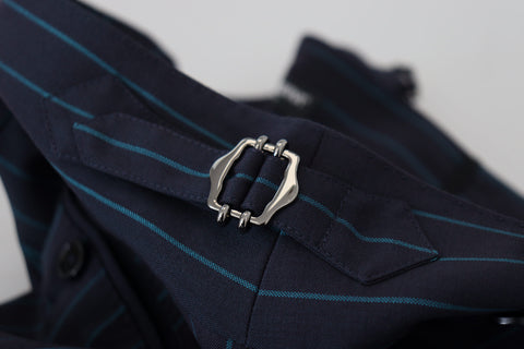 Blue striped men's formal pants by Dolce & Gabbana, tailored fit with classic pattern and sleek design.