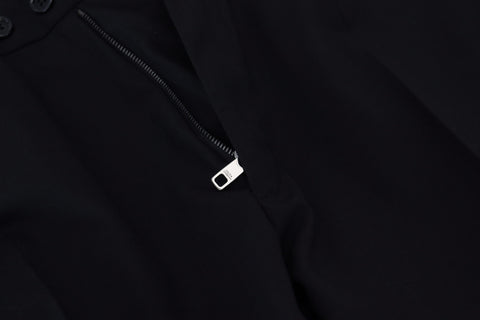 Black polyester chino formal pants by Dolce & Gabbana, tailored fit with classic design and clean lines.