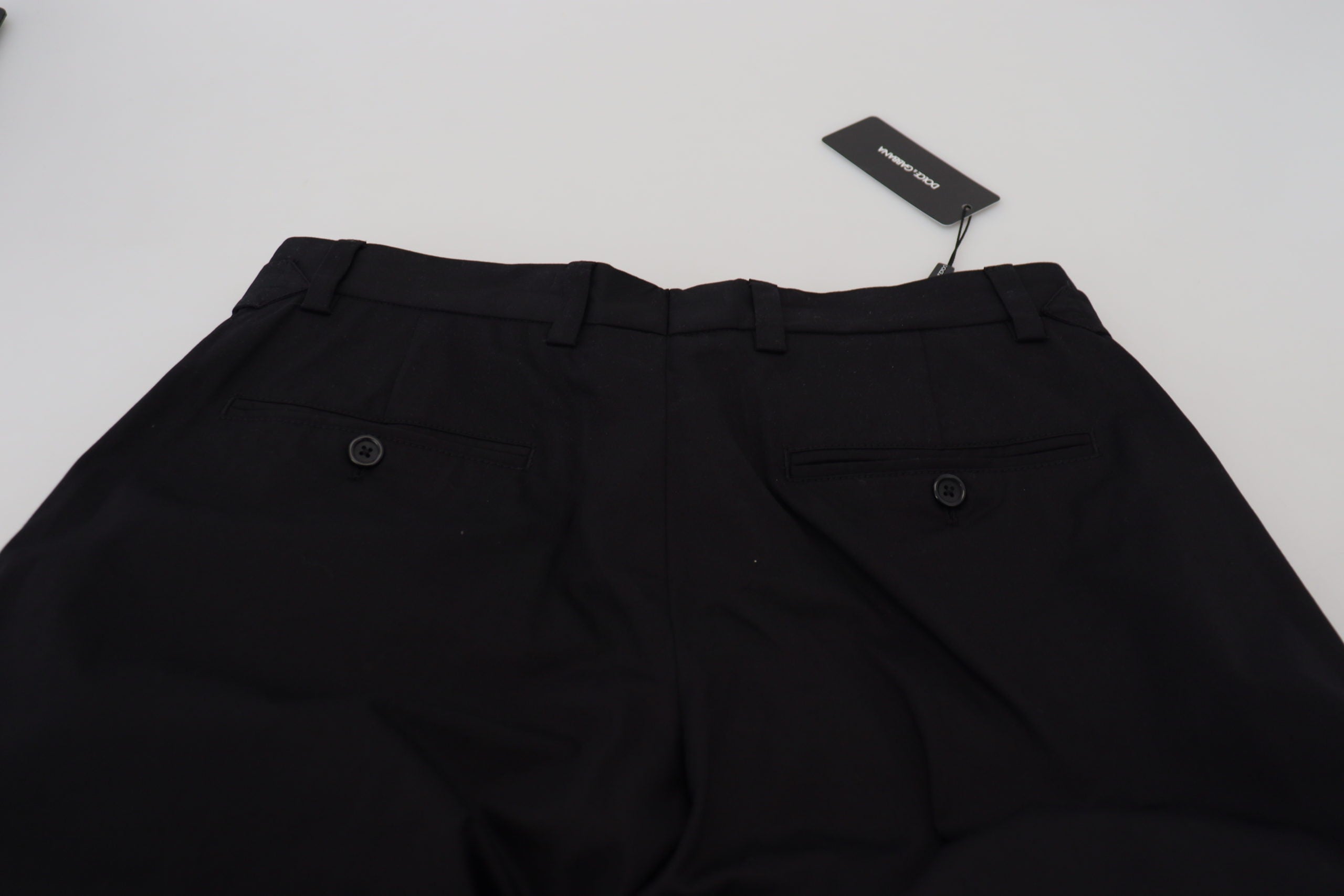 Black cotton chino formal pants by Dolce & Gabbana, showcasing tailored fit and classic design for sophisticated style.