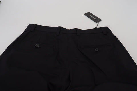 Black cotton chino formal pants by Dolce & Gabbana, showcasing tailored fit and classic design for sophisticated style.