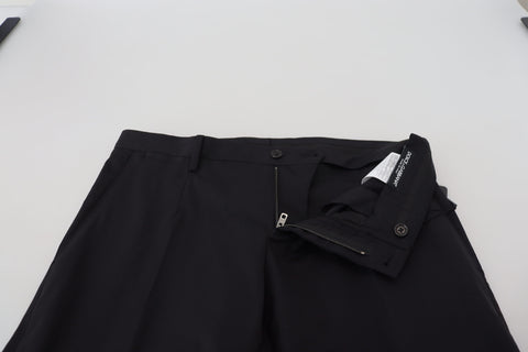 Black wool chino formal pants by Dolce & Gabbana, tailored fit with classic design and sleek finish.