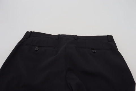 Black wool chino formal pants by Dolce & Gabbana, tailored fit with clean lines and classic style.