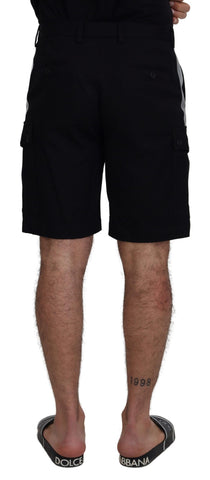 Black Bermuda cargo shorts by Dolce & Gabbana, casual men's shorts with multiple pockets and relaxed fit.