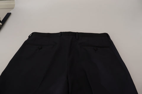 Black wool men's formal pants from Dolce & Gabbana, tailored fit with classic design and sleek waistband.