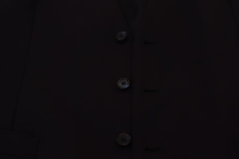 Dark blue wool stretch waistcoat formal vest by Dolce & Gabbana, featuring a fitted design and classic tailored style.