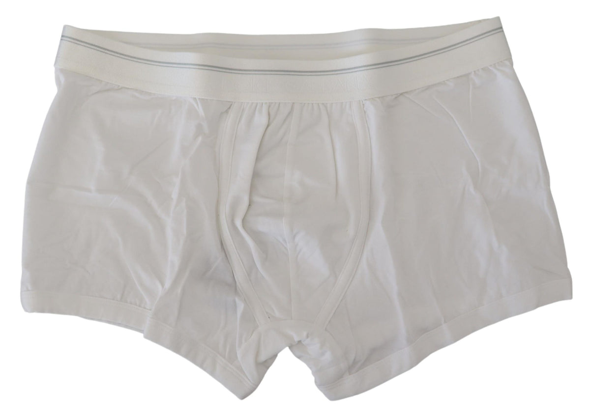 White cotton blend regular boxer underwear by Dolce & Gabbana, featuring a comfortable fit and classic design.