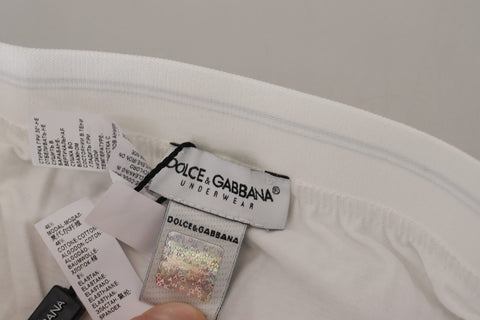 White cotton blend regular boxer underwear by Dolce & Gabbana, showing the waistband and fabric texture.