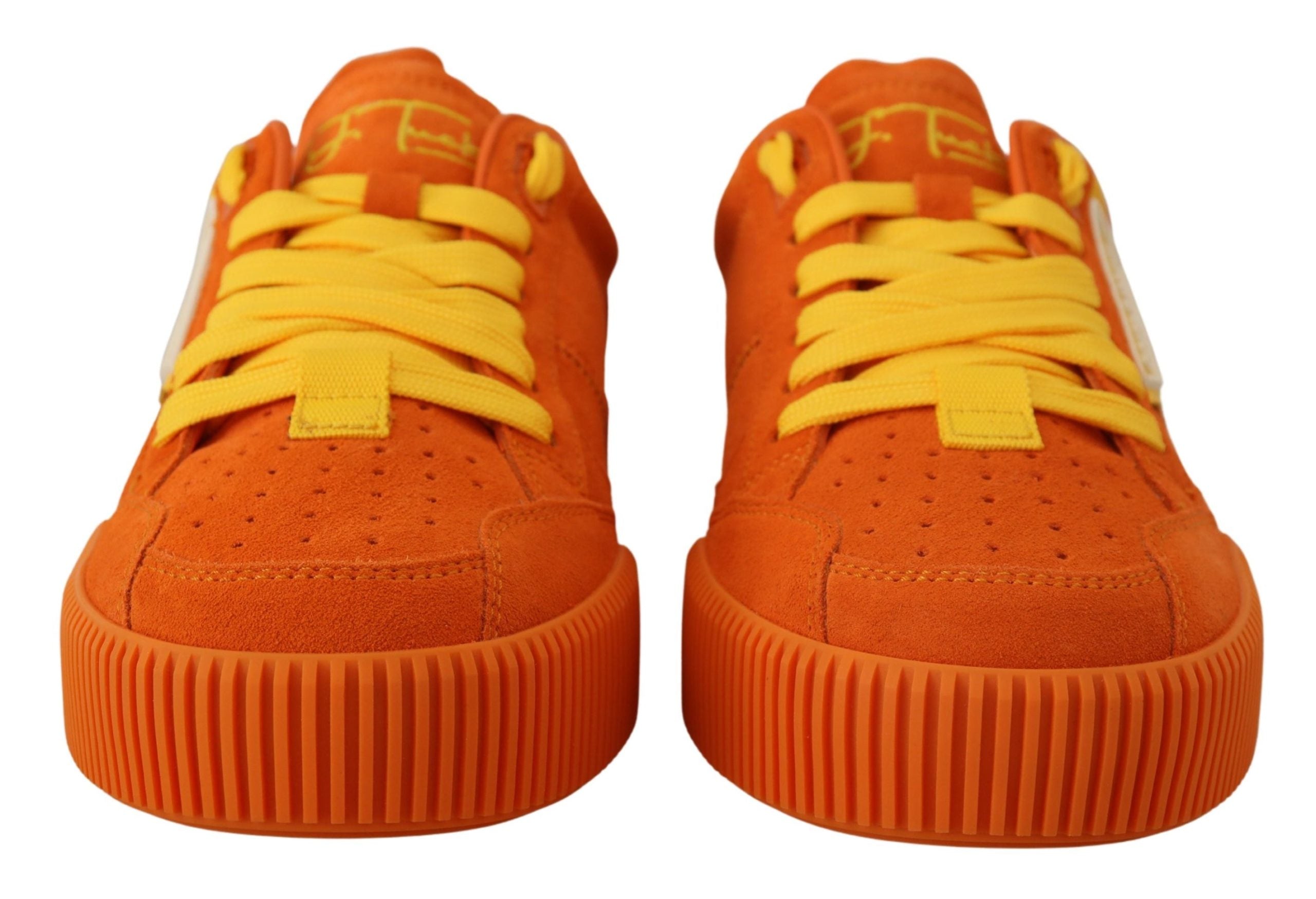 Orange leather P.J. Tucker sneakers by Dolce & Gabbana, featuring stylish design and white soles.