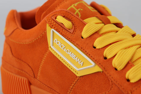 Orange leather P.J. Tucker sneakers by Dolce & Gabbana featuring stylish design and brand logo on the shoes.