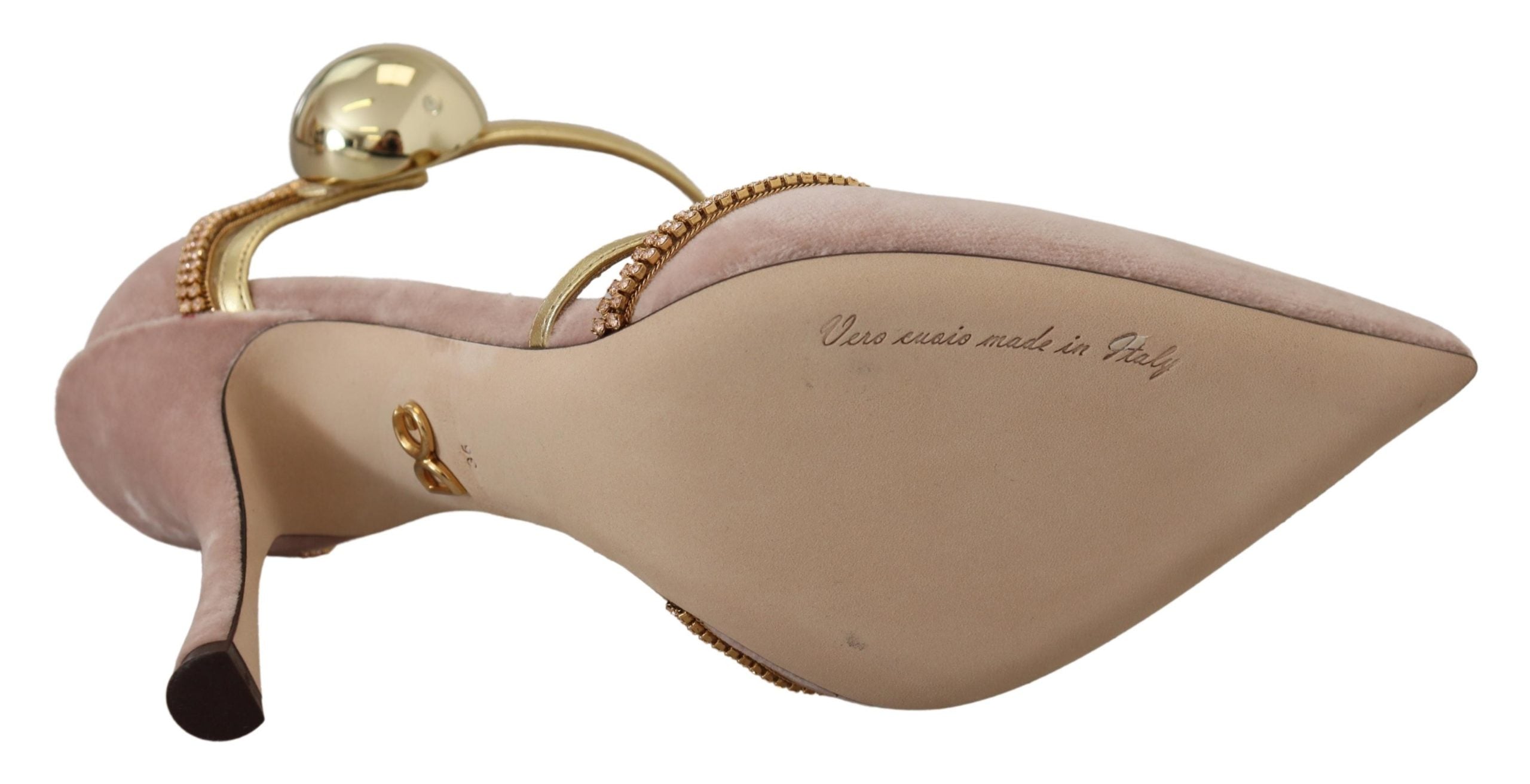 Pink crystal T-strap heels pumps by Dolce & Gabbana, featuring elegant T-strap design with sparkling crystal embellishments.