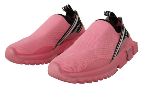 Pink Dolce & Gabbana low top slip-on casual Sorrento sneakers with white soles and sleek design.