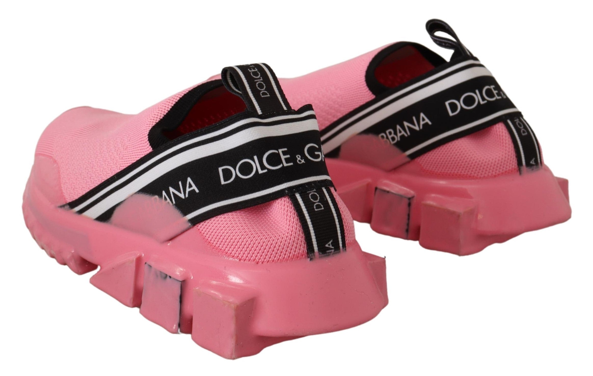Pink Dolce & Gabbana low top slip-on casual Sorrento sneakers with white soles and minimalist design.
