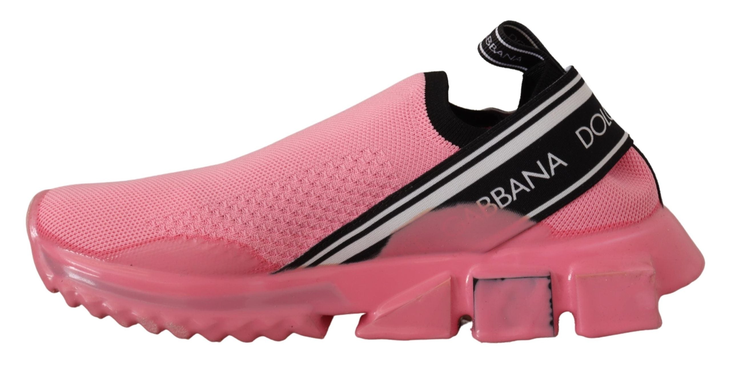 Pink Dolce & Gabbana low top slip-on casual Sorrento sneakers with white soles and stylish design.
