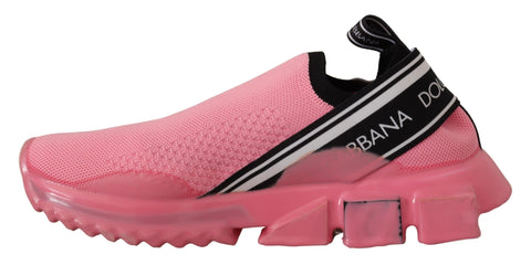 Pink Dolce & Gabbana low top slip-on casual Sorrento sneakers with white soles and stylish design.