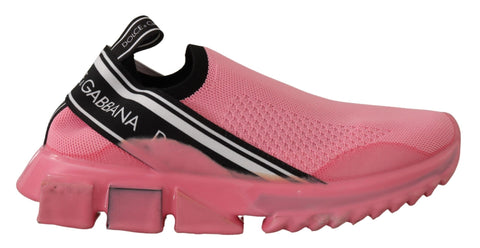 Pink Dolce & Gabbana low top slip-on casual Sorrento sneakers with white soles and minimal design.