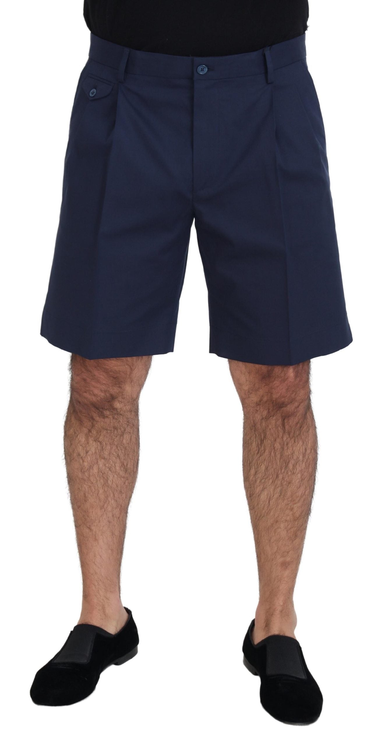 Blue cotton stretch casual shorts from Dolce & Gabbana with a relaxed fit and classic chino style.