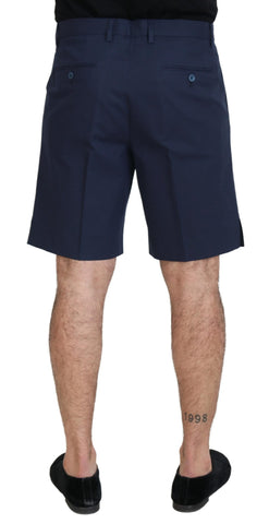 Blue cotton stretch casual shorts by Dolce & Gabbana, featuring a comfortable fit and stylish design.