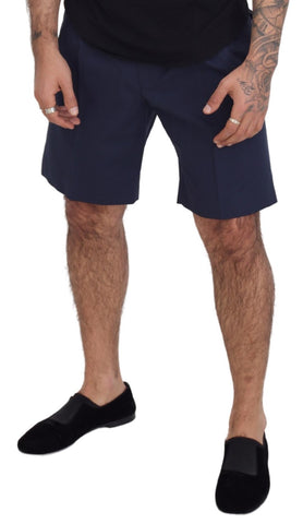 Blue cotton stretch casual shorts with a relaxed fit, designed by Dolce & Gabbana.