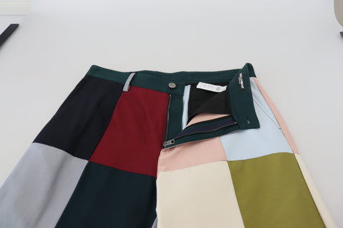 Multicolor cotton patchwork pants by Dolce & Gabbana featuring vibrant, mixed fabric designs and a relaxed fit.