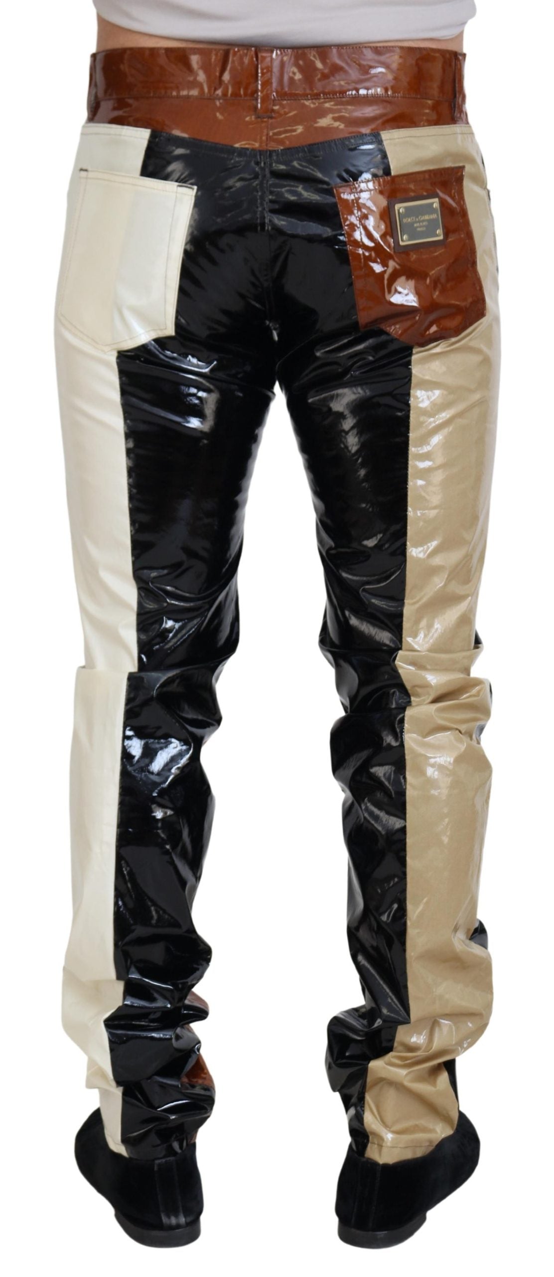 Multicolor shining slim fit men's denim jeans by Dolce & Gabbana, featuring vibrant colors and a sleek fit.