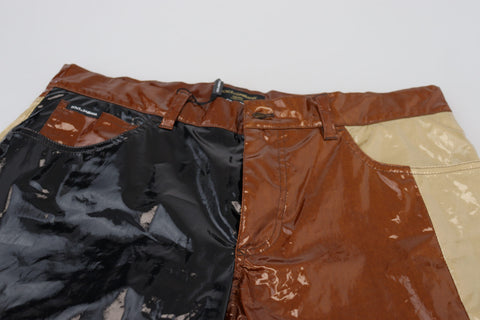 Multicolor shining slim fit men's denim jeans by Dolce & Gabbana with a sleek design and vibrant color accents.