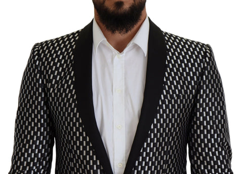 Dark Gray White Silk MARTINI Slim Fit Suit