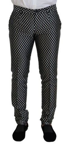 Black and white silk Martini slim fit suit by Dolce & Gabbana, tailored with a sleek, modern design and sharp lapels.