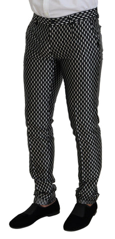 Black and white silk Martini slim fit suit by Dolce & Gabbana, tailored with crisp lapels and sleek design for formal occasions.