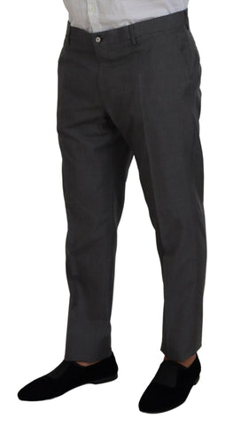 Gray Dolce & Gabbana Martini 3-piece slim fit suit displayed on a mannequin with shirt and tie, showcasing tailored craftsmanship.