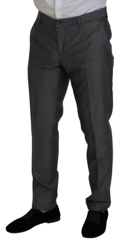 Gray Sicilia 3-piece slim fit suit by Dolce & Gabbana, tailored with a modern fit, featuring a blazer, vest, and trousers.