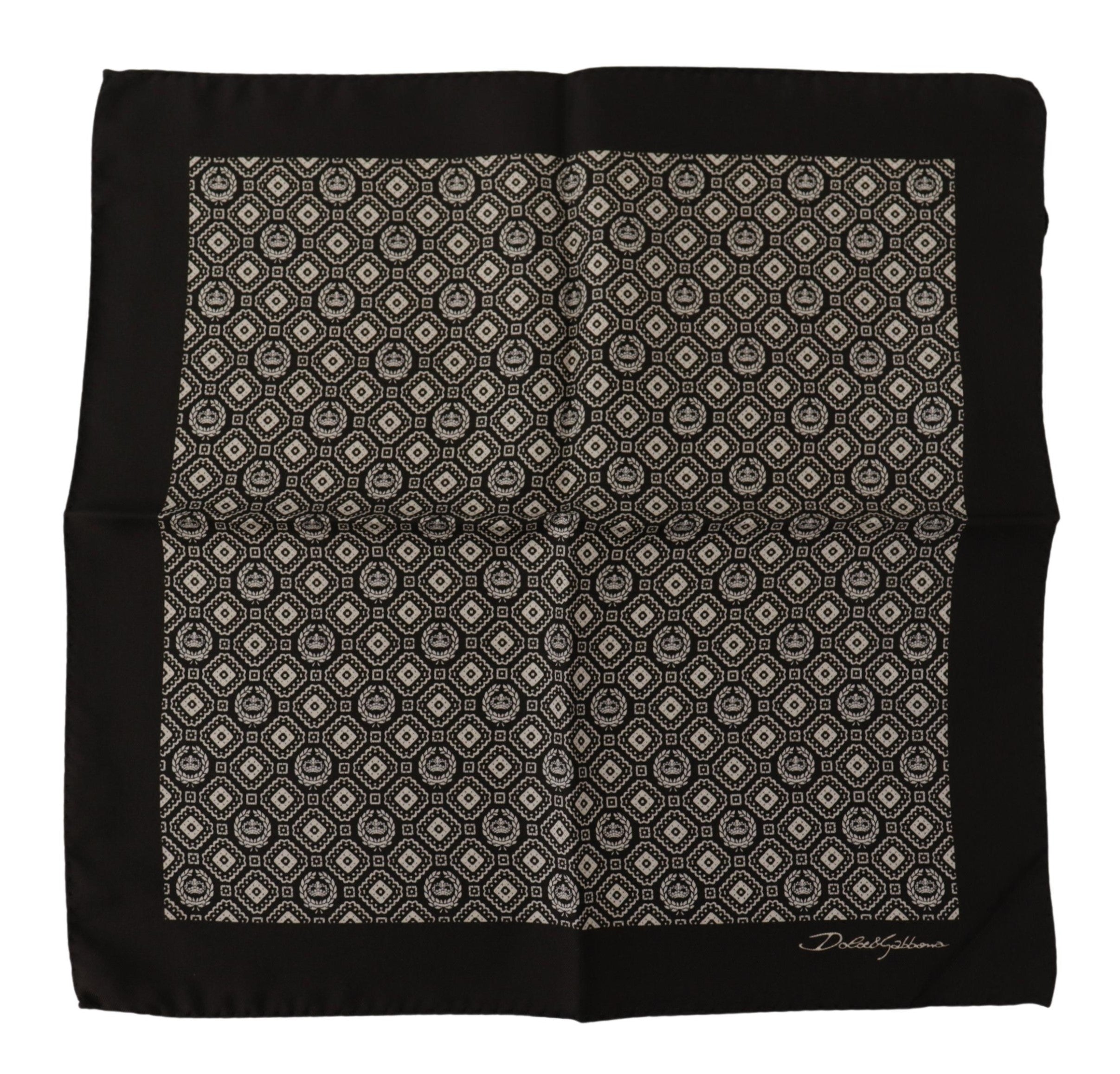 Black patterned Dolce & Gabbana logo square handkerchief scarf with a stylish design and soft fabric.